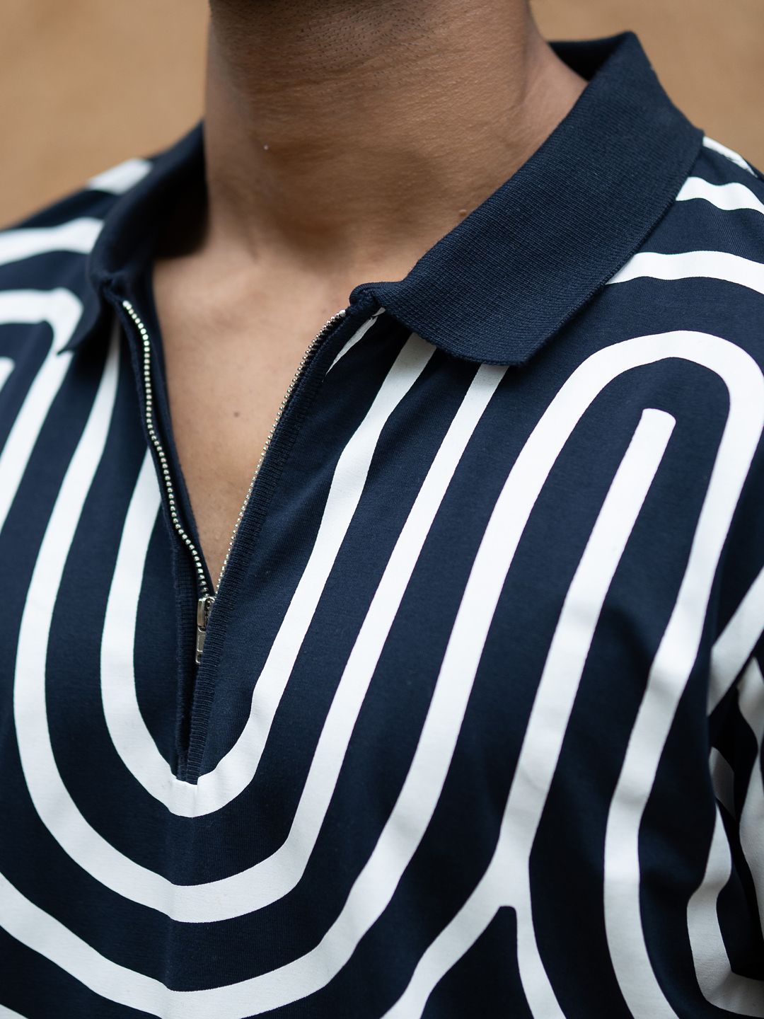 Powerlook Men Striped Polo Collar Pure Cotton T-shirt