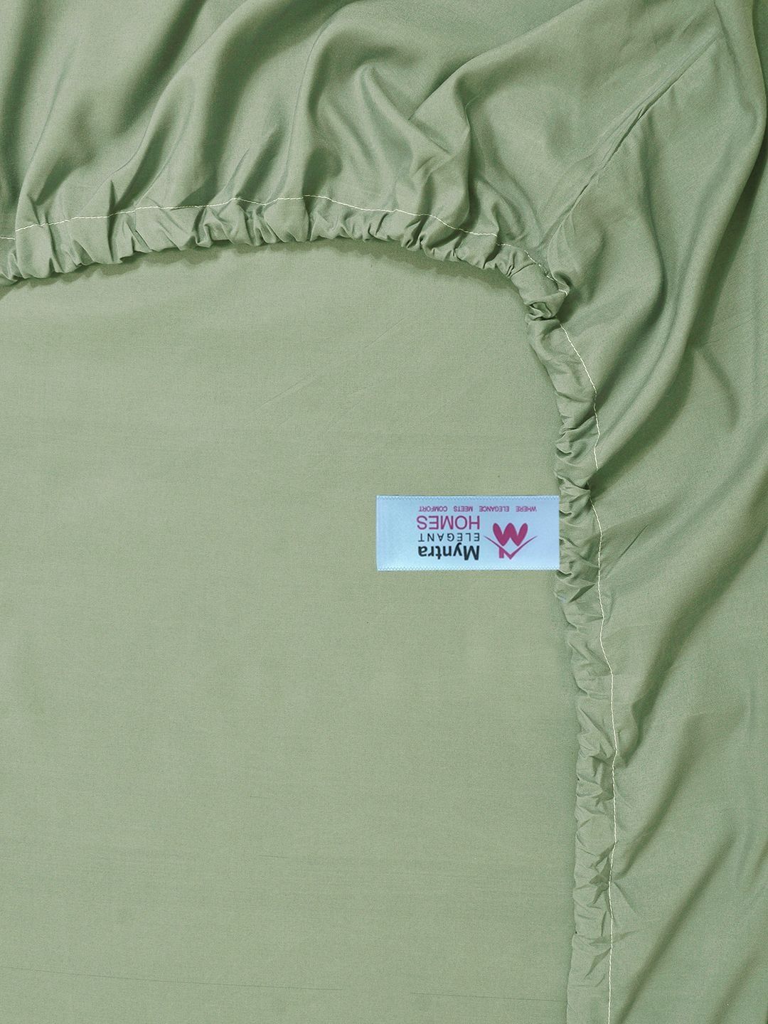 Myntra Elegant Homes Olive Green 400 TC Bedsheet with 2 Pillow Covers