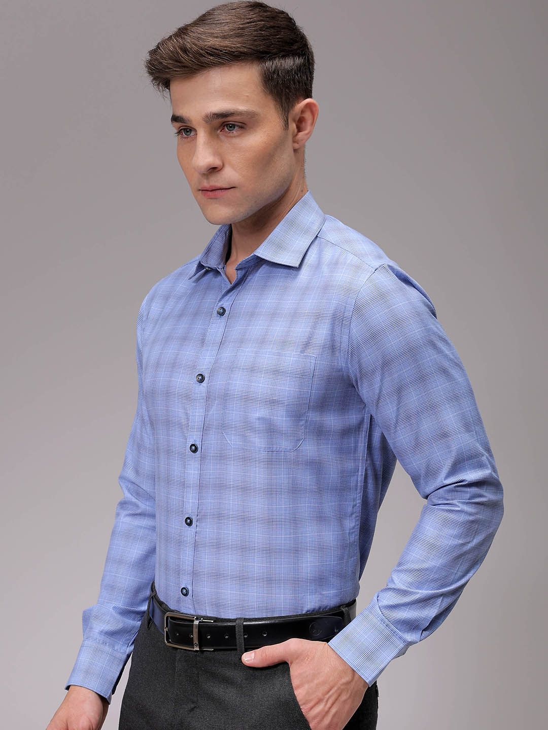 The Indian Garage Co. X Luxe Men Slim Fit Opaque Checked Formal Shirt