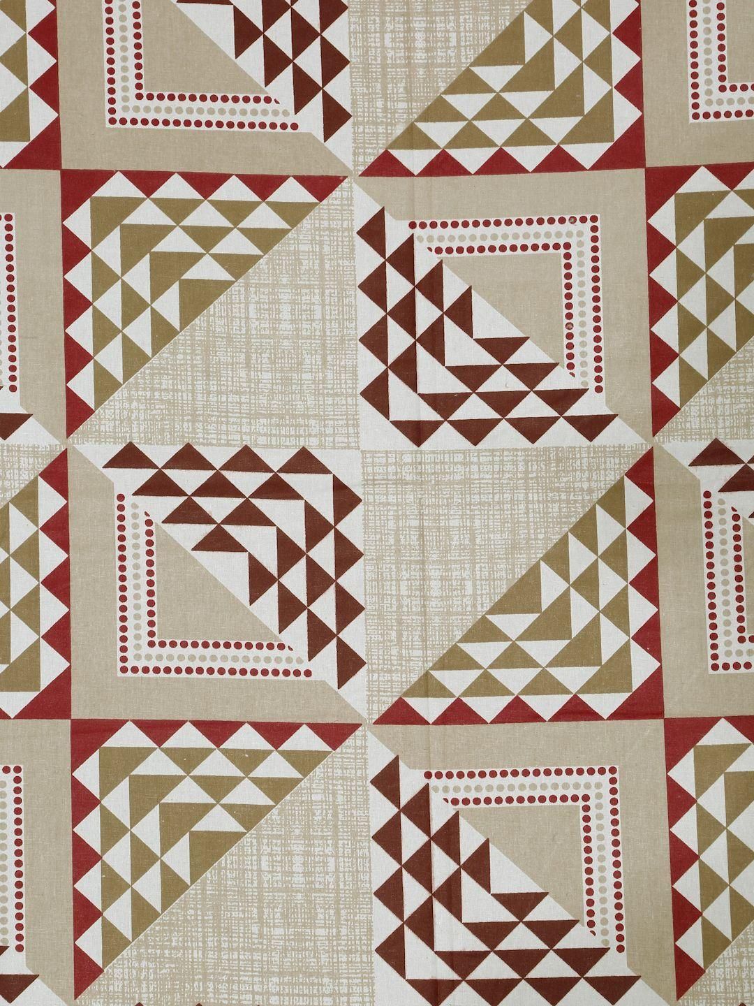 KLOTTHE Beige Geometirc Printed Dilengkapi 400 TC Kapas Cadar King & 2 Sarung Bantal