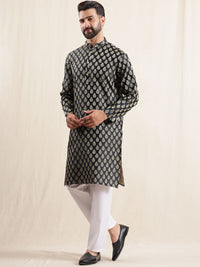 Anouk Men Floral Printed Kurta with Pyjamas & Nehru Jacket