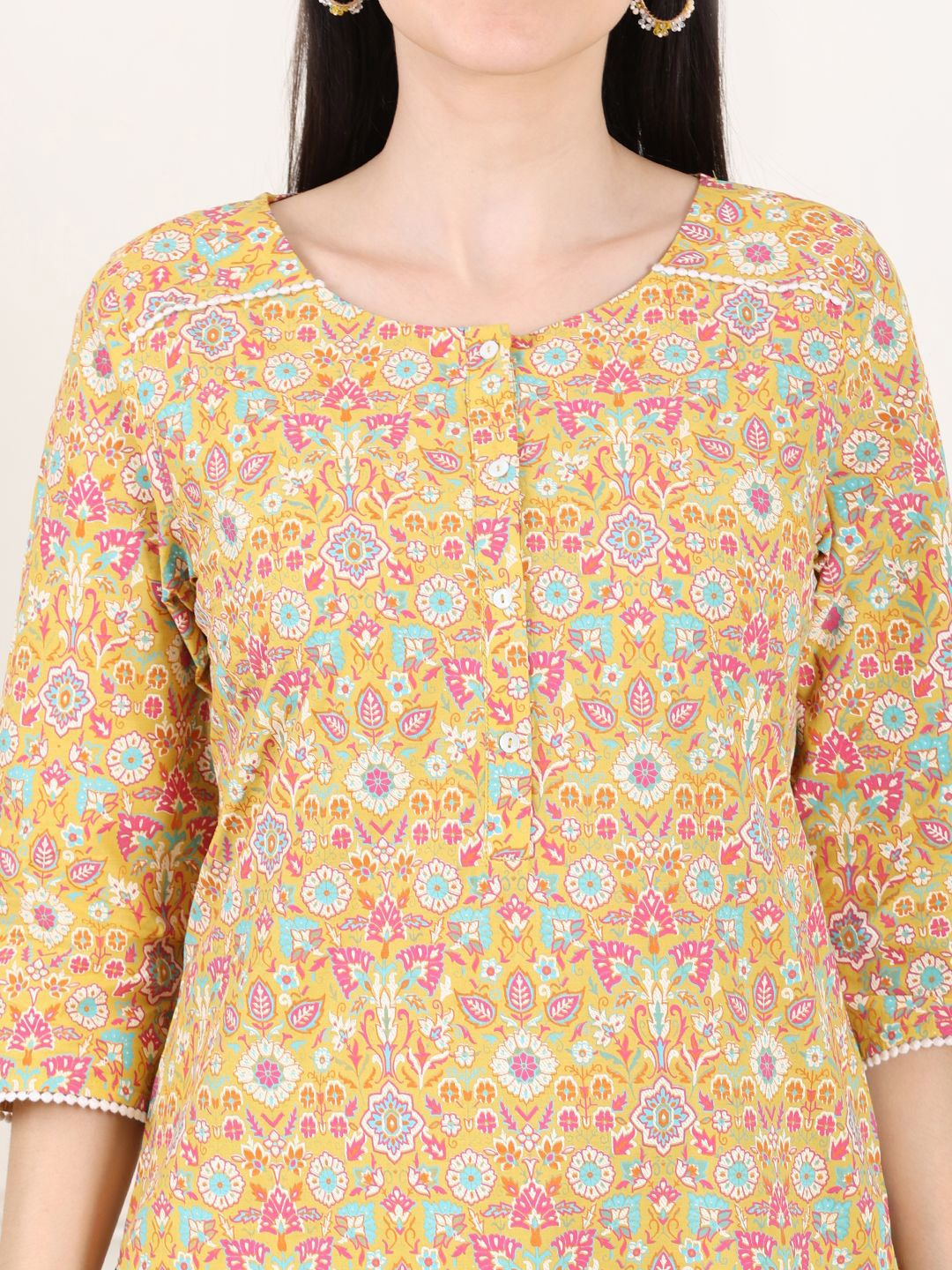W Women Floral Printed Flared Sleeves Sequinned Kurta