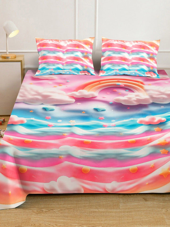 KLOTTHE Multi Cartoon Characters Printed 400 TC King Superfine Bedsheets