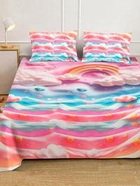 KLOTTHE Multi Cartoon Characters Printed 400 TC King Superfine Bedsheets