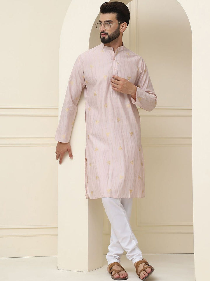 SOJANYA Geometric Woven Design Regular Jacqard Cotton Silk Silk Kurta With Pyjama