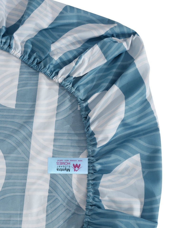Myntra Elegant Homes Blue Geometric Printed Set Cadar Bujang 300 TC 2.20 m x 1.50 m