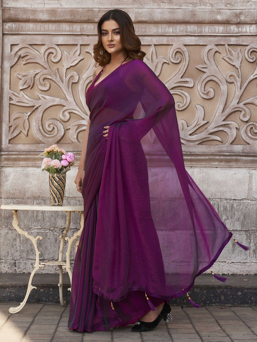 Tikhi Imli Poly Chiffon Saree