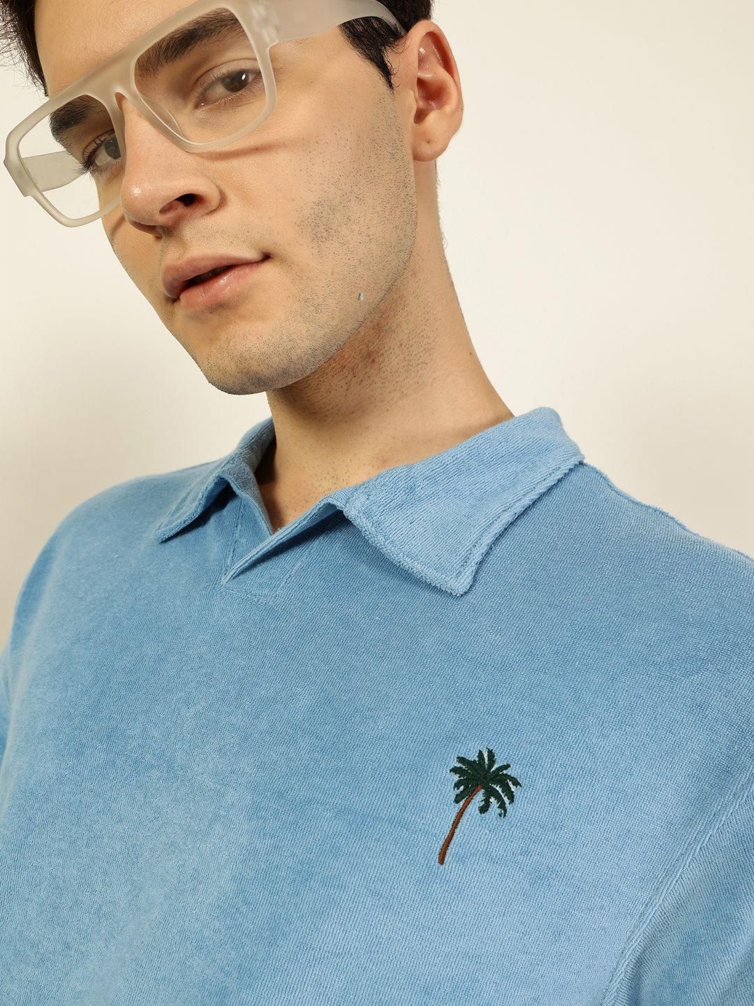 Thomas Scott Men Solid Polo Collar Cotton Relaxed Fit T-Shirt