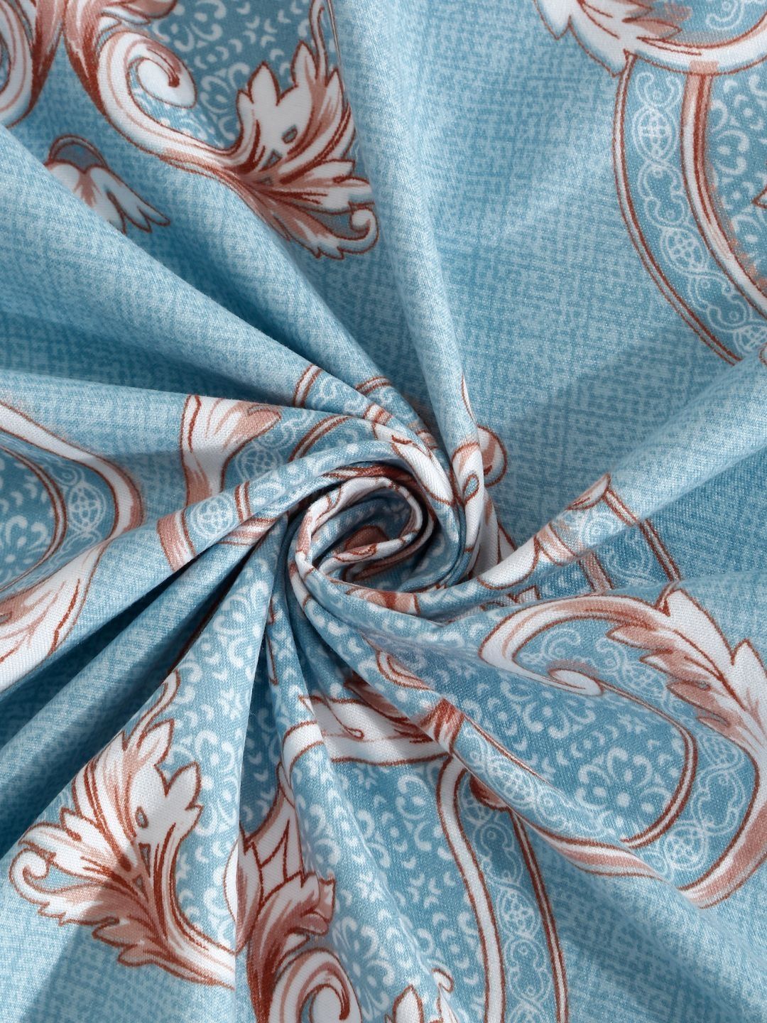 Myntra Elegant Homes Blue & White Printed 300 TC King Bedsheet Set 2.50 m x 2.25 m