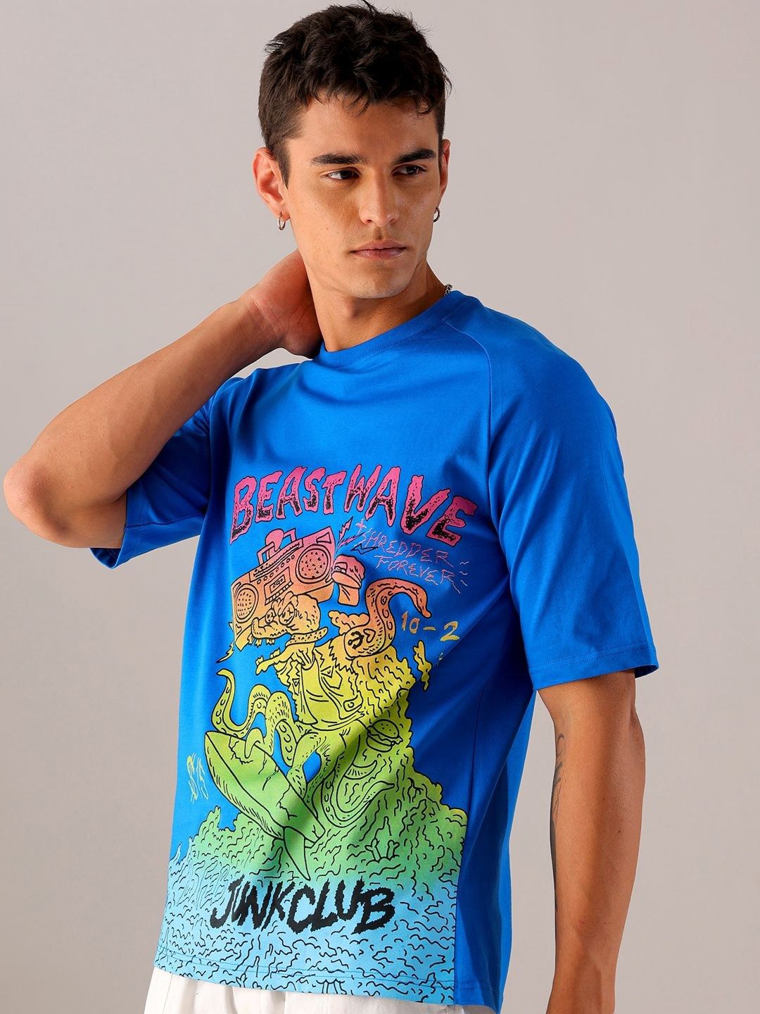 The Indian Garage Co Men Graphic Printed Round Neck Cotton Relaxed Fit T-shirt