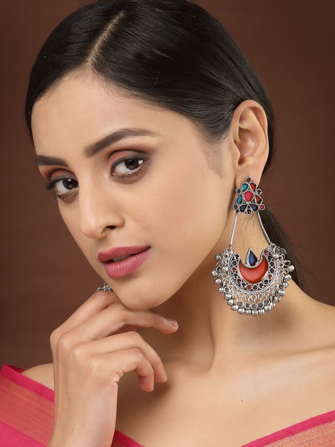 Anting-anting Jatuh Berbentuk Bulan Sabit Anouk Rust Bersalut Perak