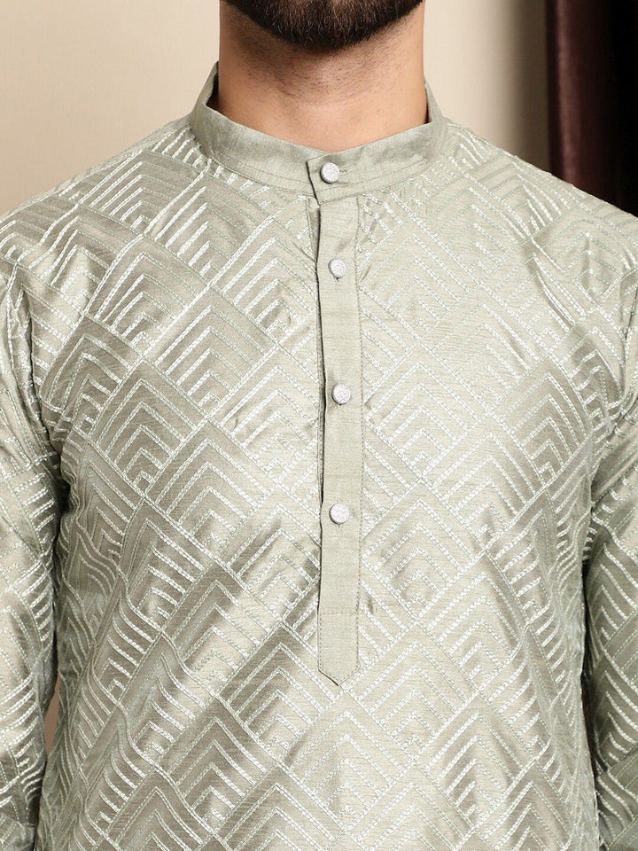 Anouk Embroidered Band Collar Regular Kurta with Churidar
