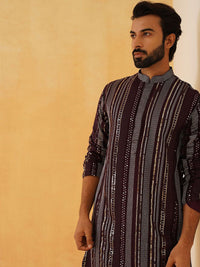 SOJANYA LUXE Men Embroidered Sequinned Georgette Kurta