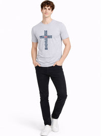 ADRO Typography Printed Round Neck Short Sleeves Regular Fit Pure Cotton T-shirt