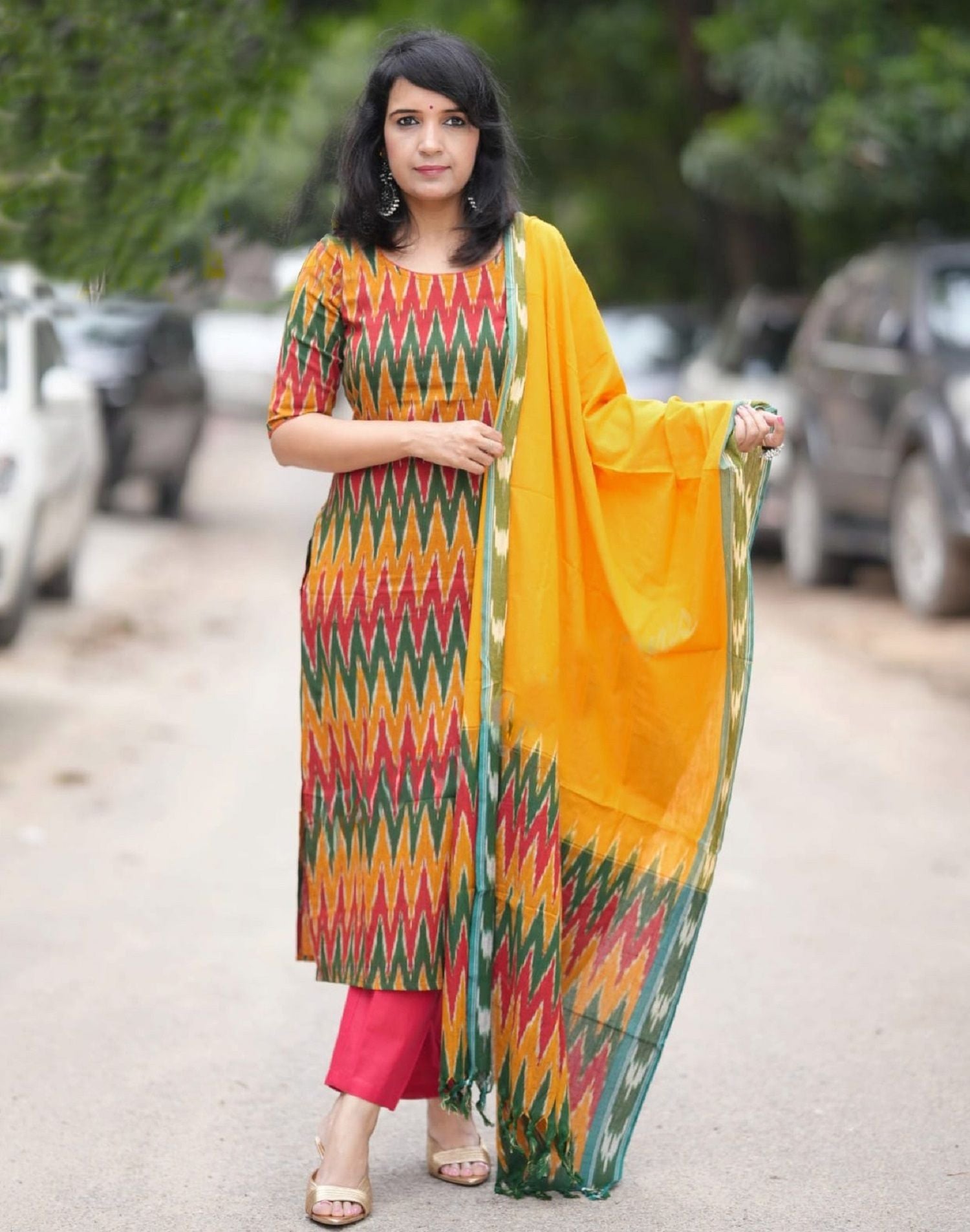 KALINI Women Ethnic Motifs Printed Regular Kurta with Trousers & With Dupatta