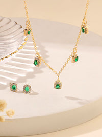 SALTY Gold-Plated Emerald Stones Studded Jewellery Set