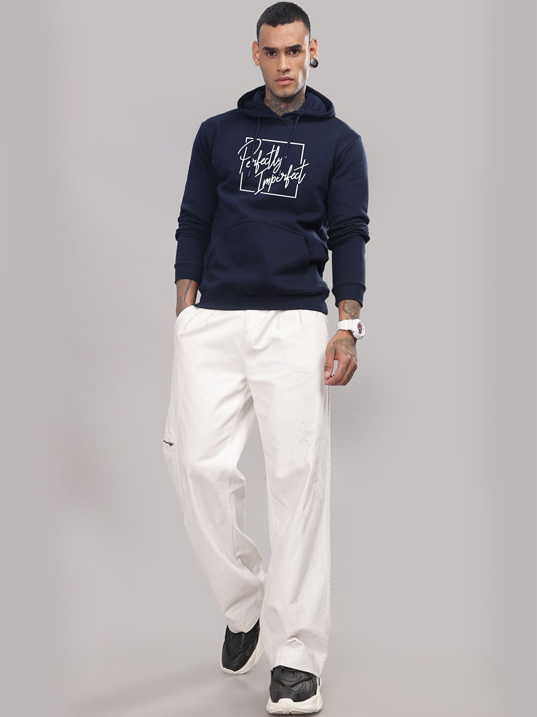 ADRO Men Printed Hooded Sweatshirt