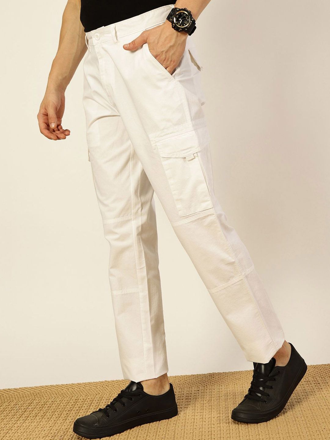 Thomas Scott Men Smart Cricket Club Collection Easy Wash Woven Cargo Trouser