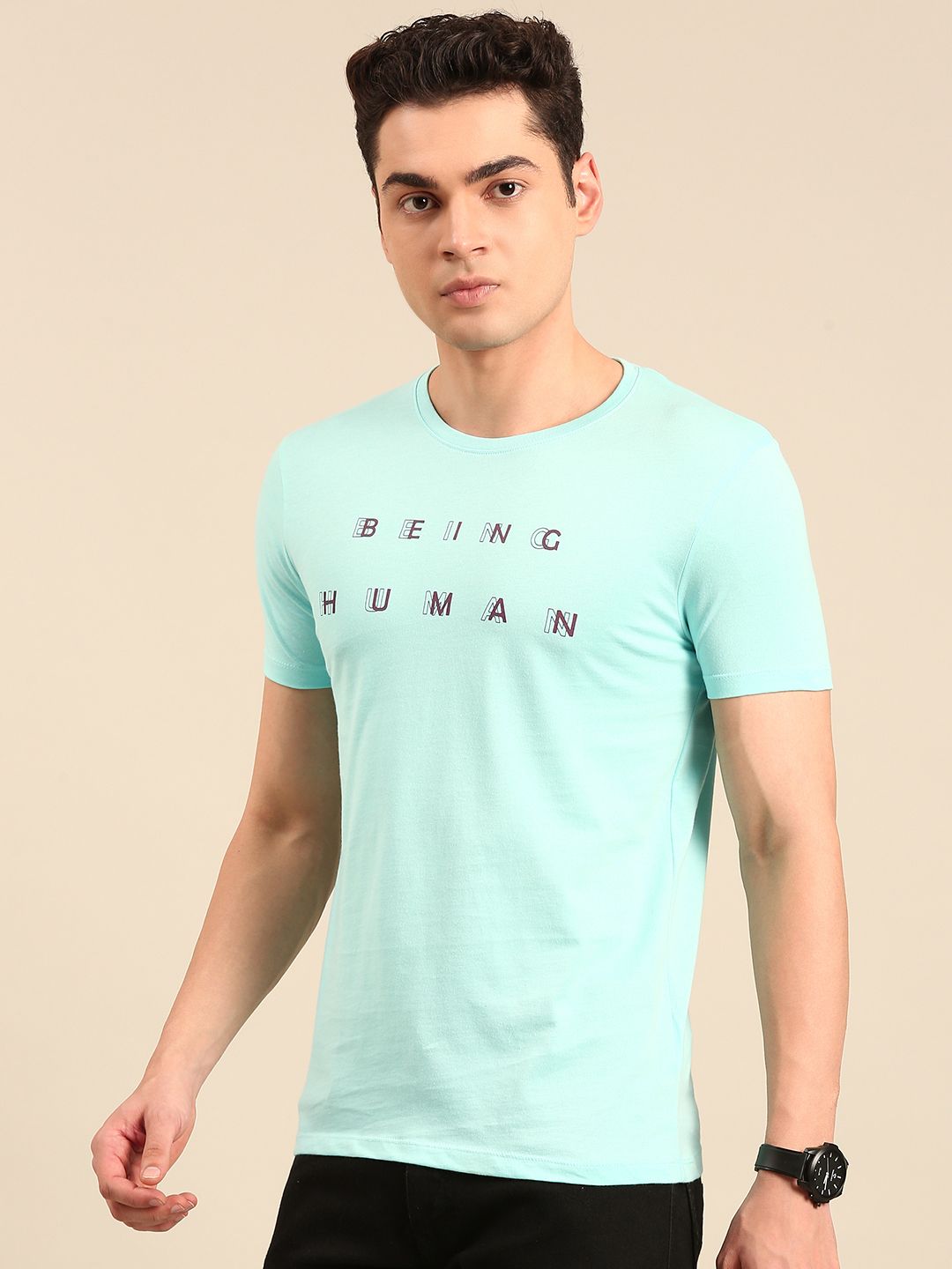 Being Human Typography Printed Pure Cotton T-shirt