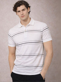 ADRO Men Striped Polo Collar T-shirt