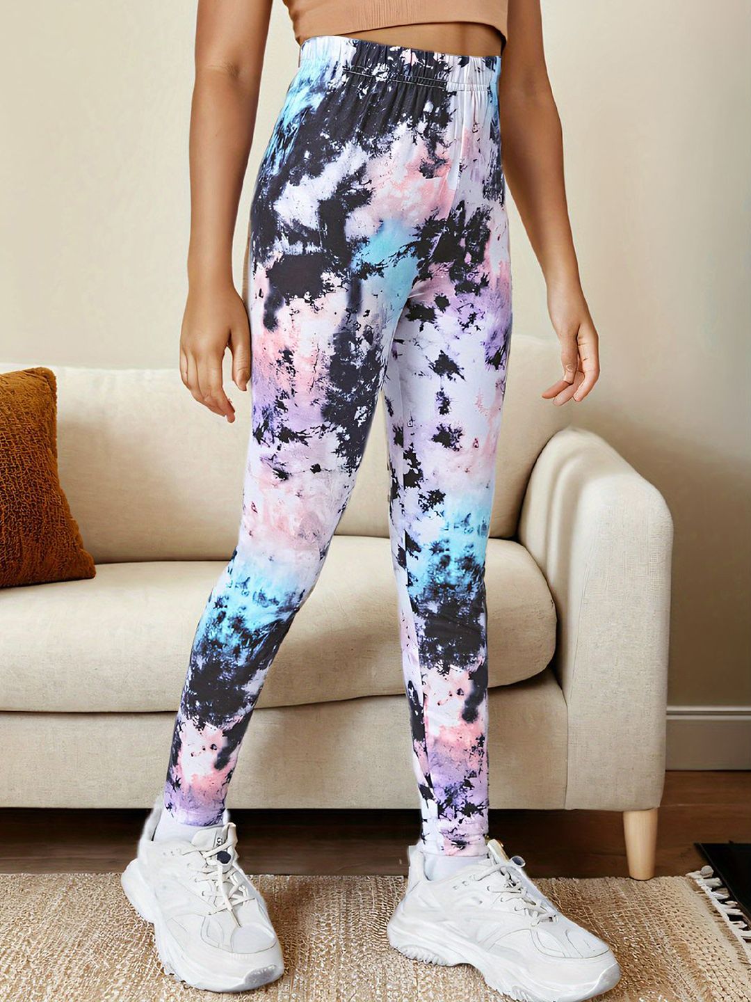 YK Girls Printed Pure Cotton Ankle Length Leggings