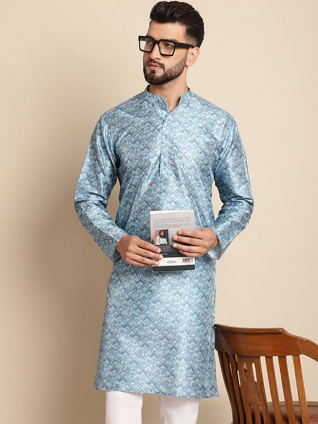Anouk Ethnic Motifs Woven Design Thread Work Jacquard Silk Kurta