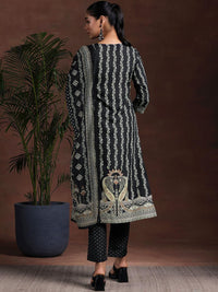 Libas Floral Printed Notched Neck Straight Kurta With Trousers & Dupatta