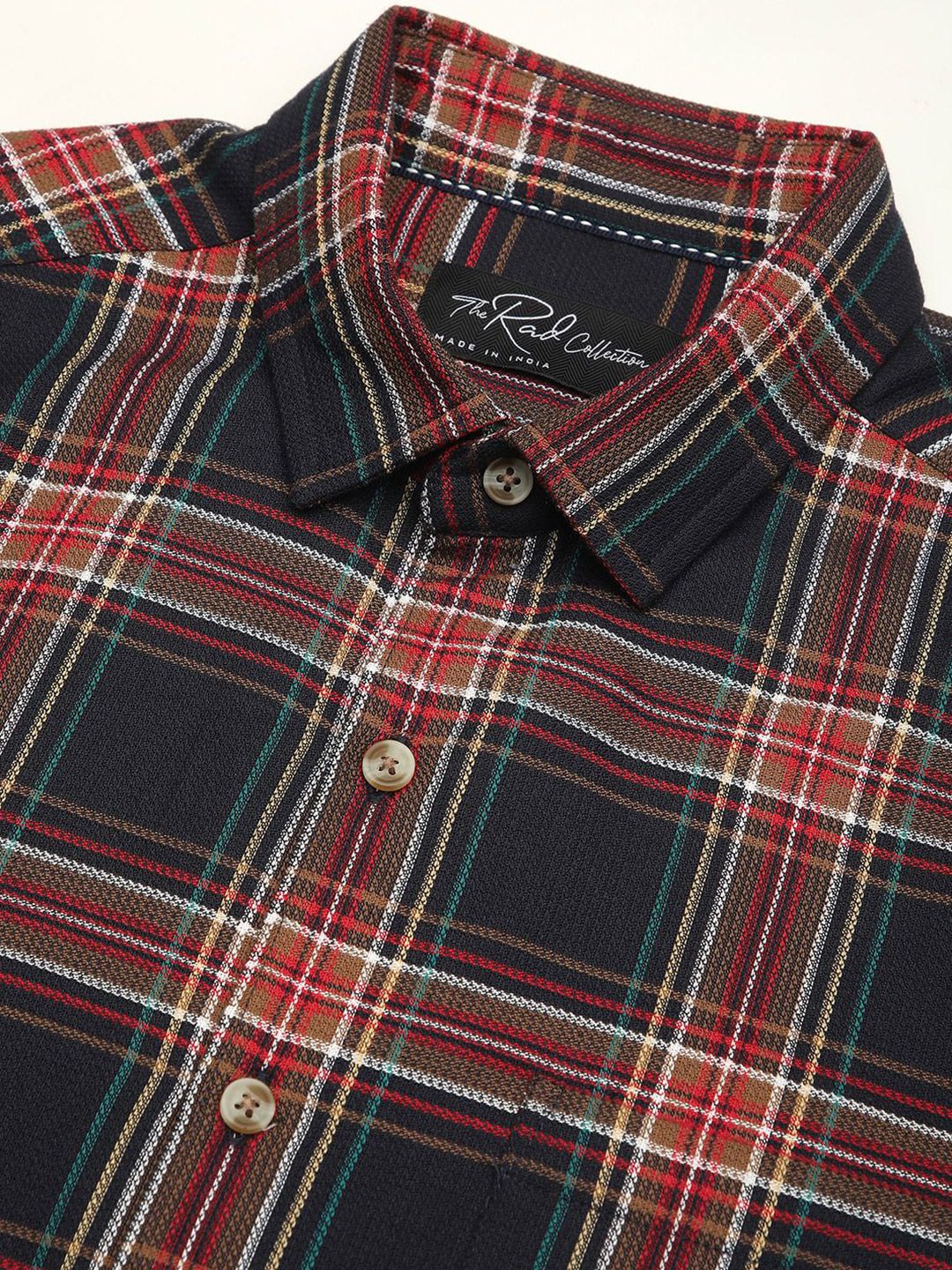 VASTRADO Men Classic Slim Fit Opaque Checked Casual Shirt