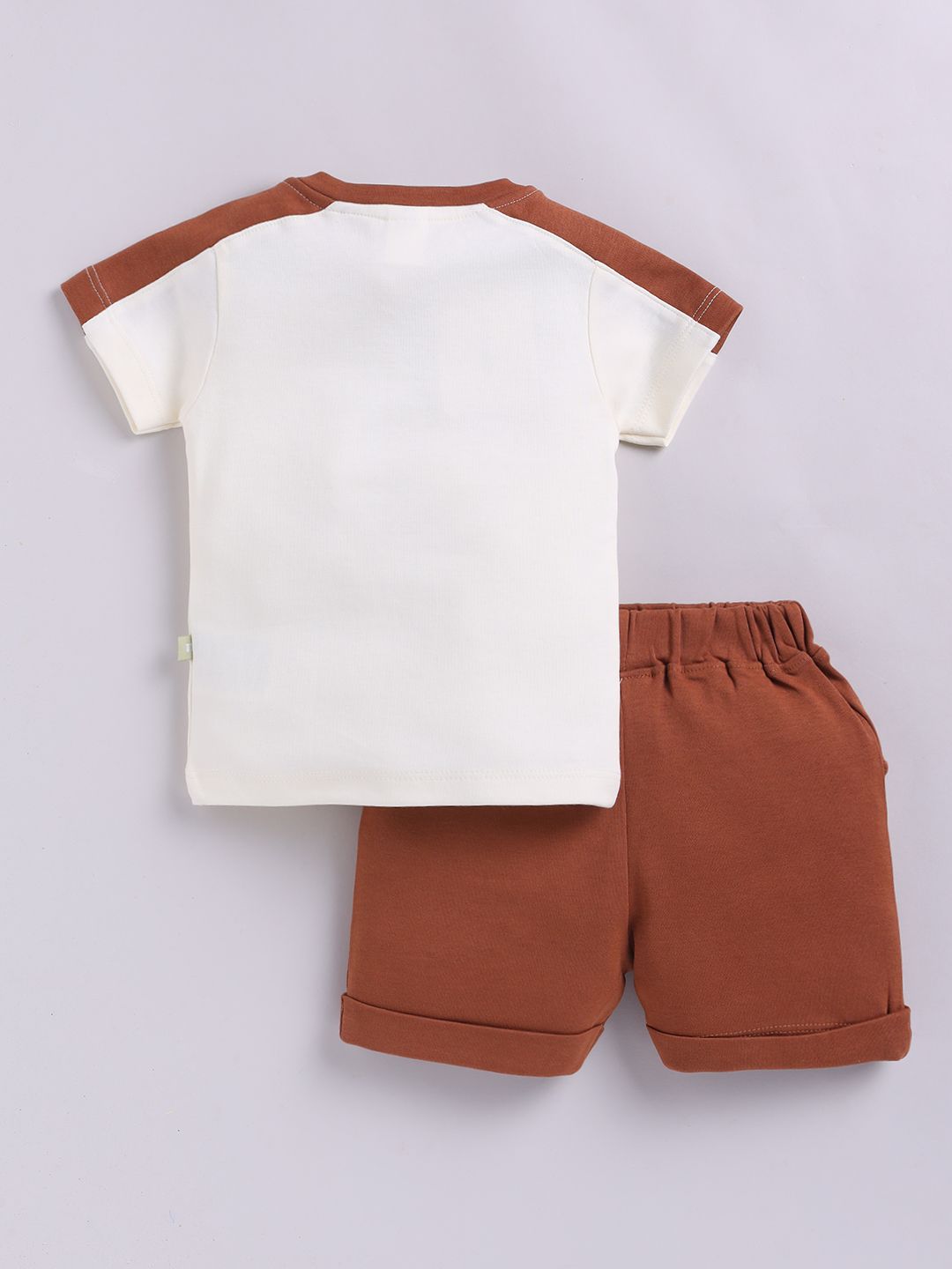 Moms Love Bayi Boys Cotton Cotton Bordered T-shirt dengan seluar pendek