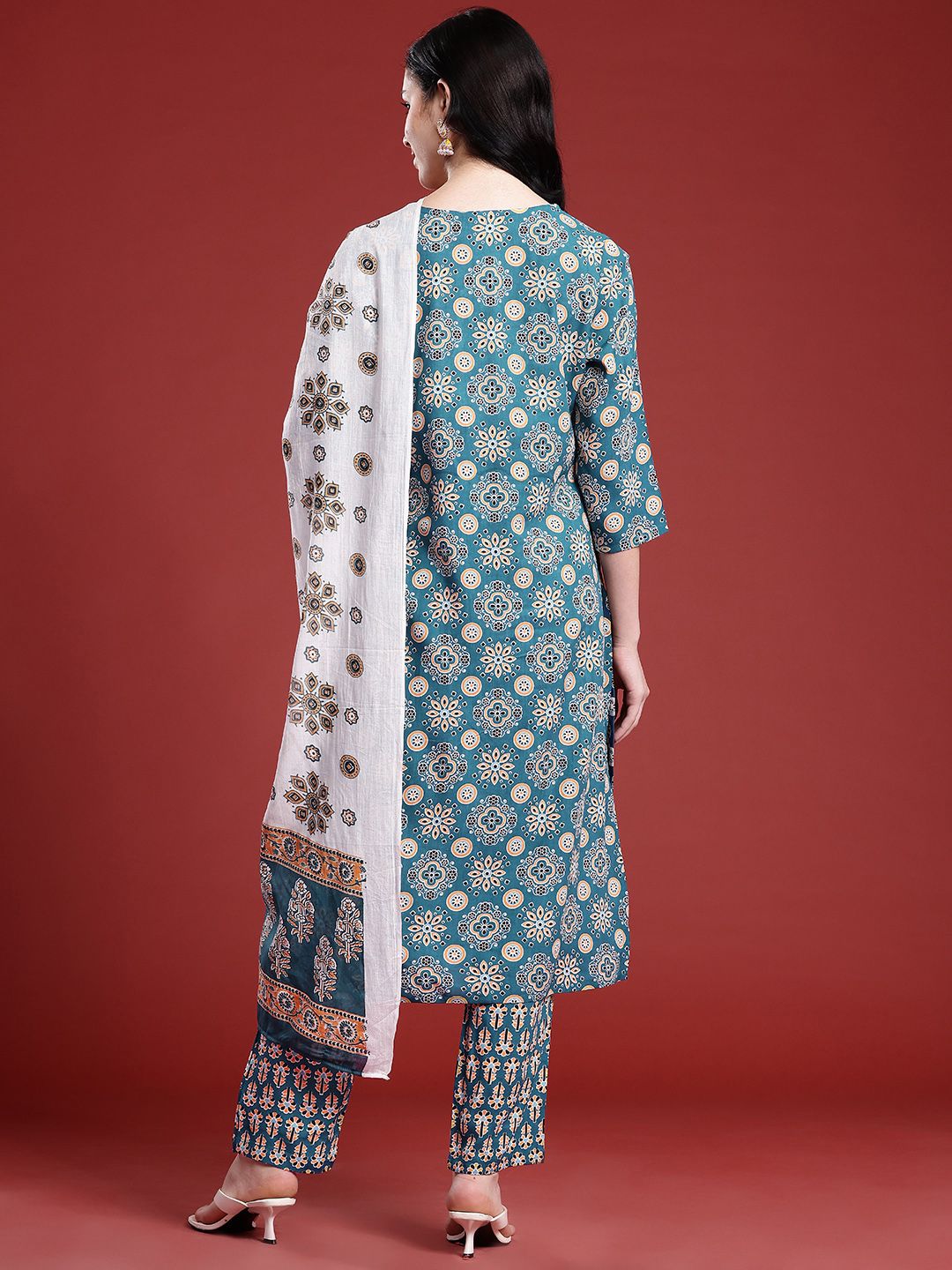 Anouk Ethnic Motifs Printed Kurta with Trousers & Dupatta
