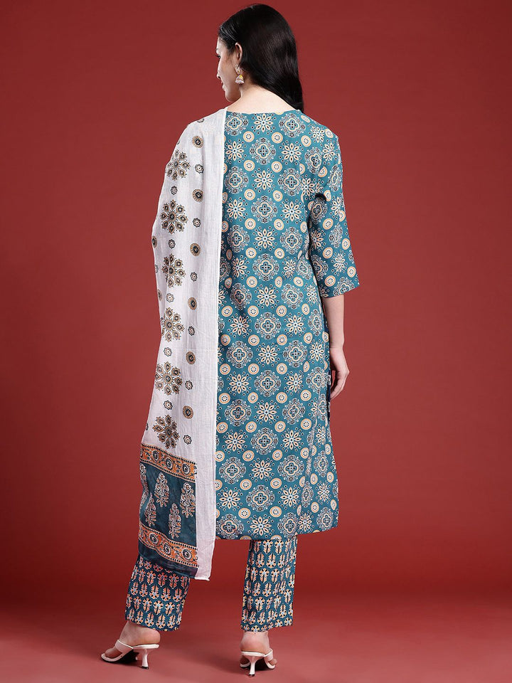 Anouk Ethnic Motifs Printed Kurta with Trousers & Dupatta