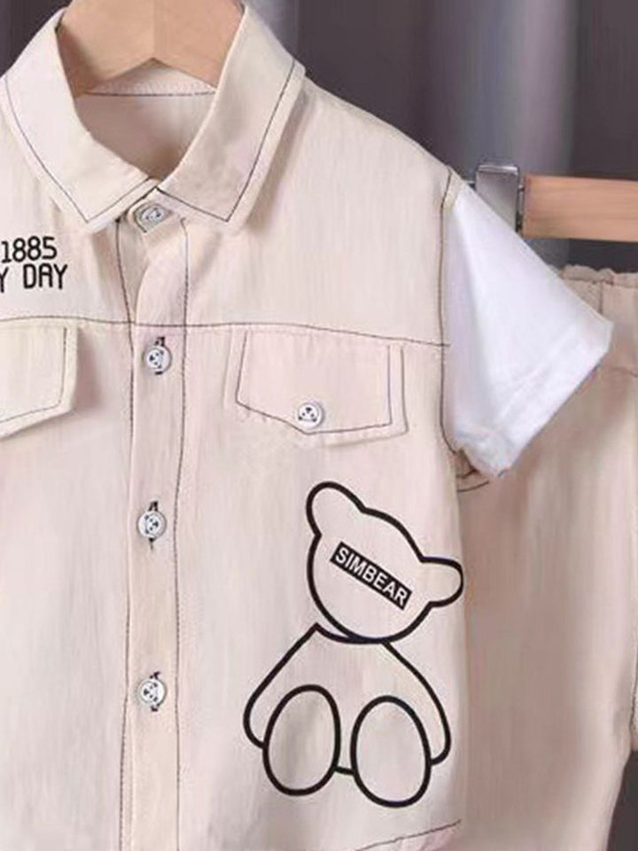 YK Boys Printed Shirt & Shorts Clothing Set