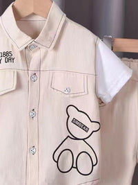 YK Boys Printed Shirt & Shorts Clothing Set