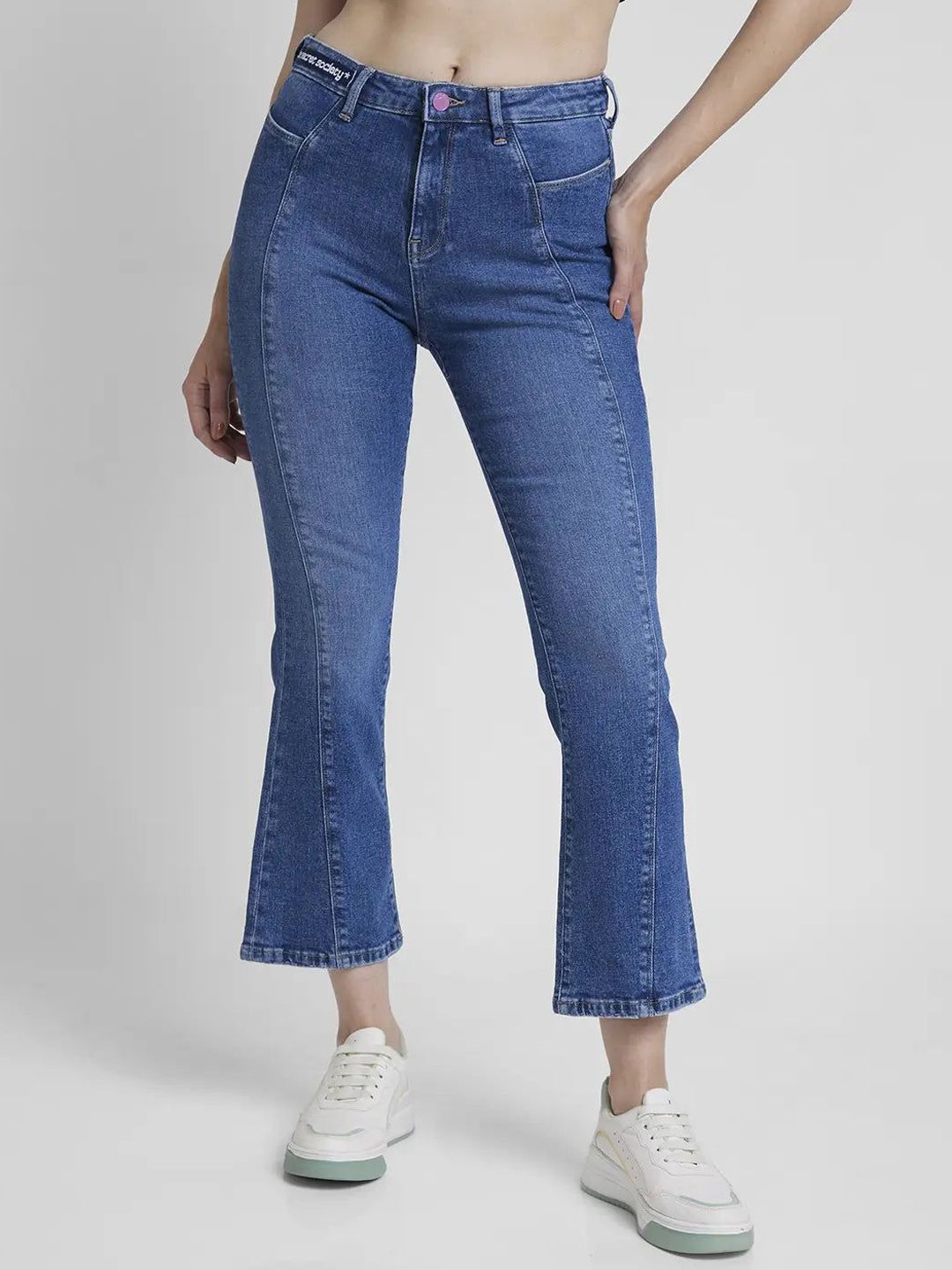 SPYKAR Women Bootcut High-Rise Low Distress Light Fade Stretchable Jeans