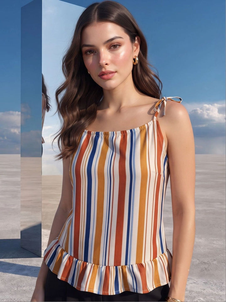 Mamicha Striped Ruffles Top