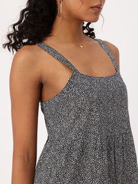 DressBerry Glitch Glam Printed Tiered Mini Dress