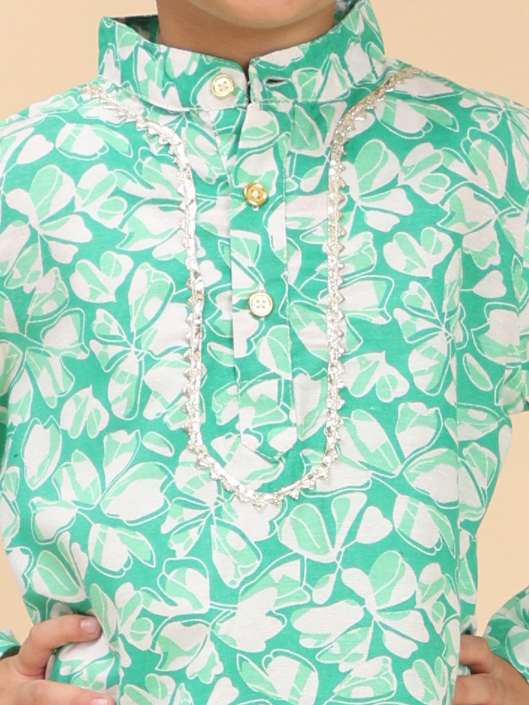 Cutiekins Boys Floral Printed Kurta with Pyjama