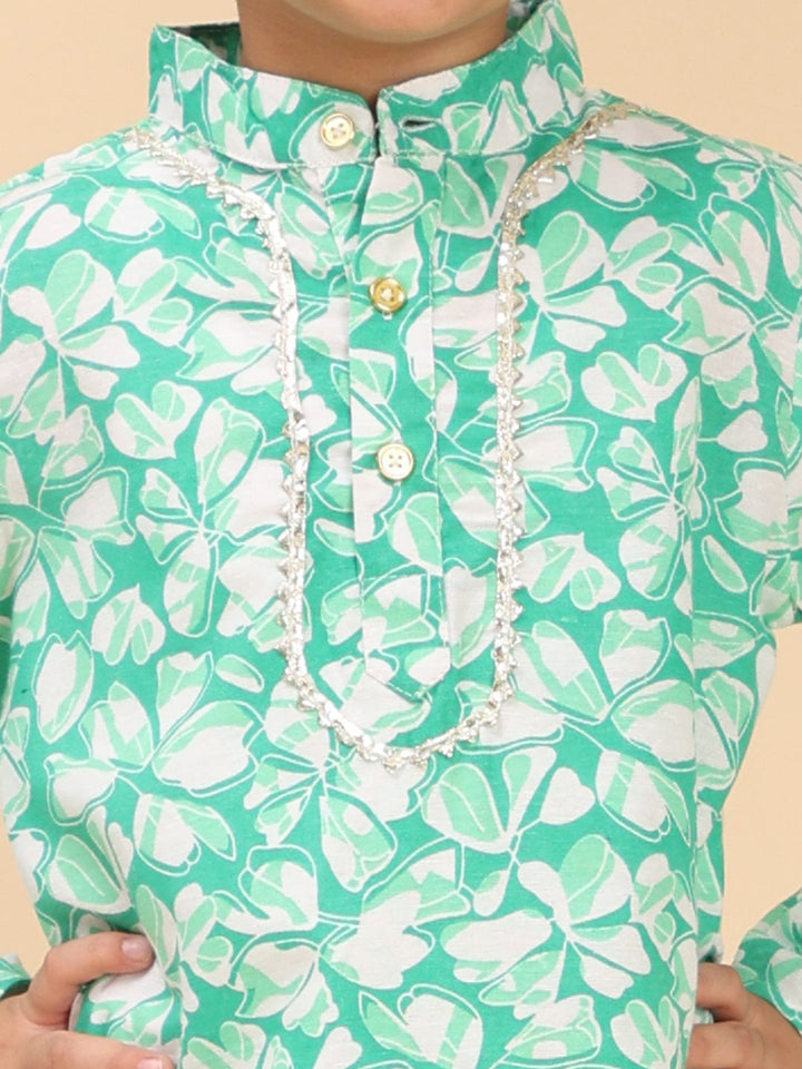 Cutiekins Boys Floral Printed Kurta with Pyjama