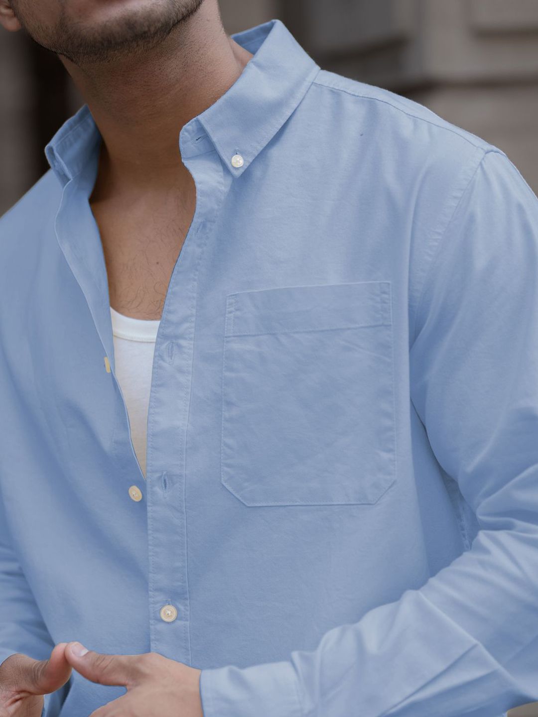 Powerlook Men Solid Spread Collar Cotton Casual Shirt