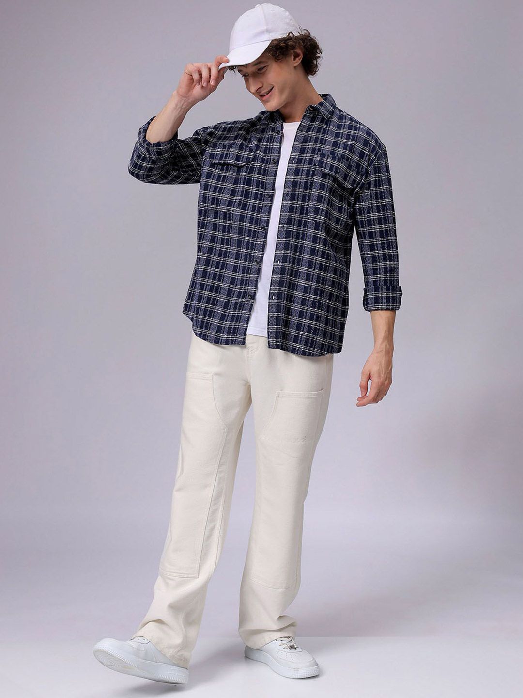 The Indian Garage Co Men Relaxed Fit Textured Checked Resortwear Shirt