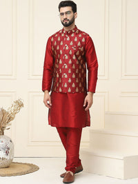 SOJANYA Mandarin Collar Kurta with Churidar With Nehru jacket