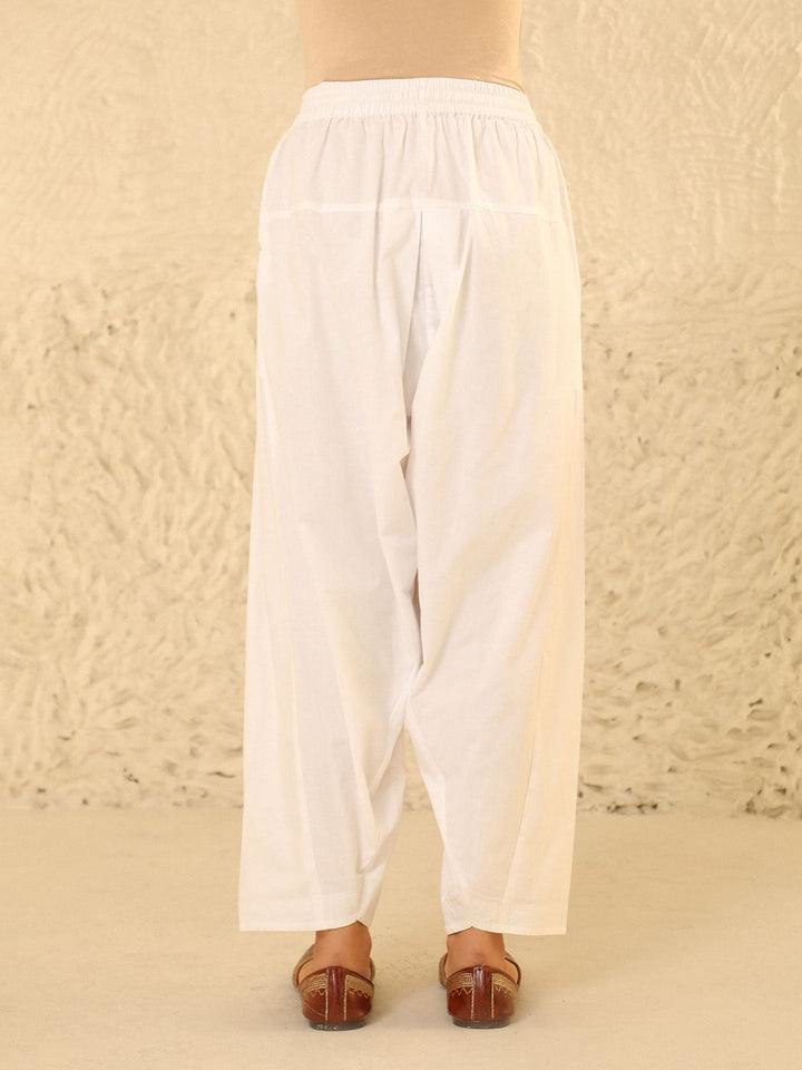 House of Chikankari Women White Cotton Solid Salwar