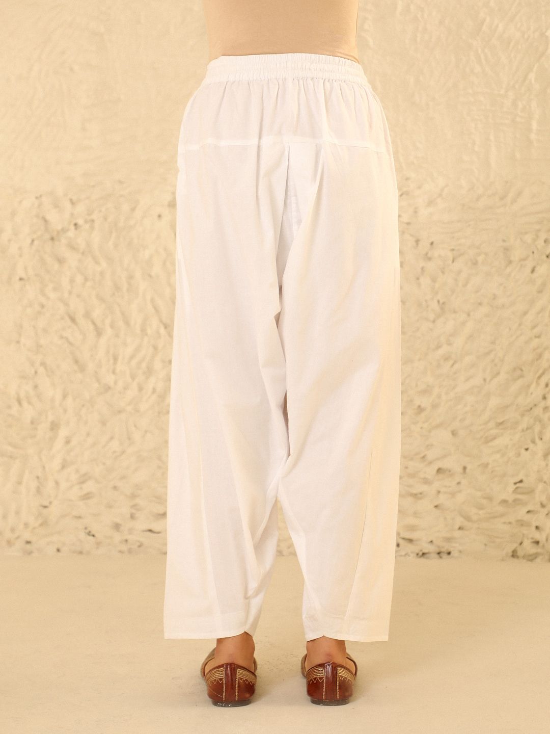 House of Chikankari Women White Cotton Solid Salwar