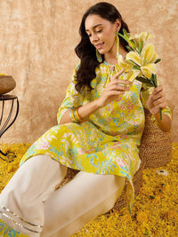 Indo Era Floral Printed Straight Kurta with Trousers