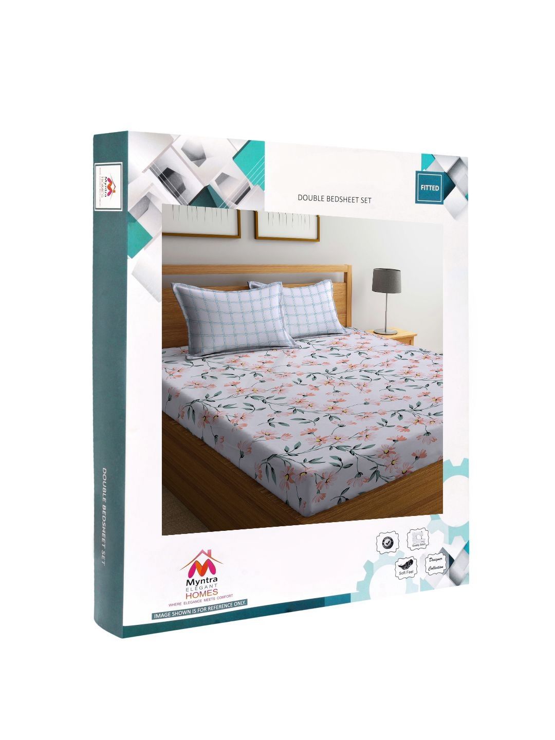 Myntra Elegant Homes Kapas Bunga Putih 300 TC Dilengkapi Cadar King Halus dengan 2 Sarung Bantal-98 x 89 inci