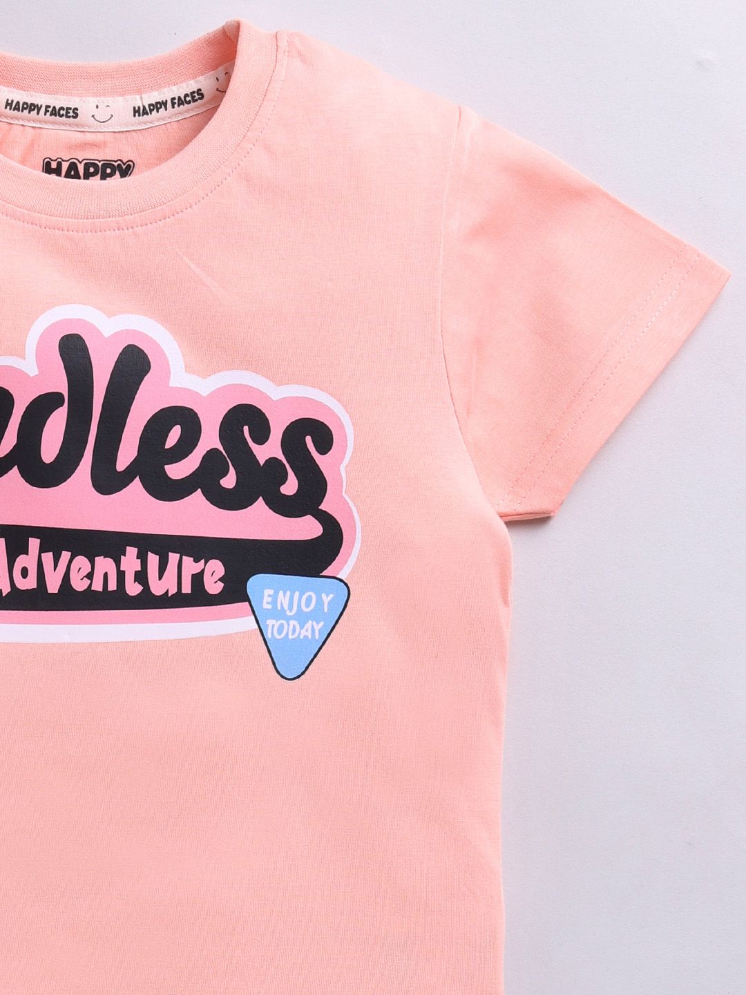 Happy Faces Kids Boys Typography Printed Pure Cotton T-Shirt