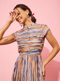 Quiero Striped Georgette Fit & Flare Dress