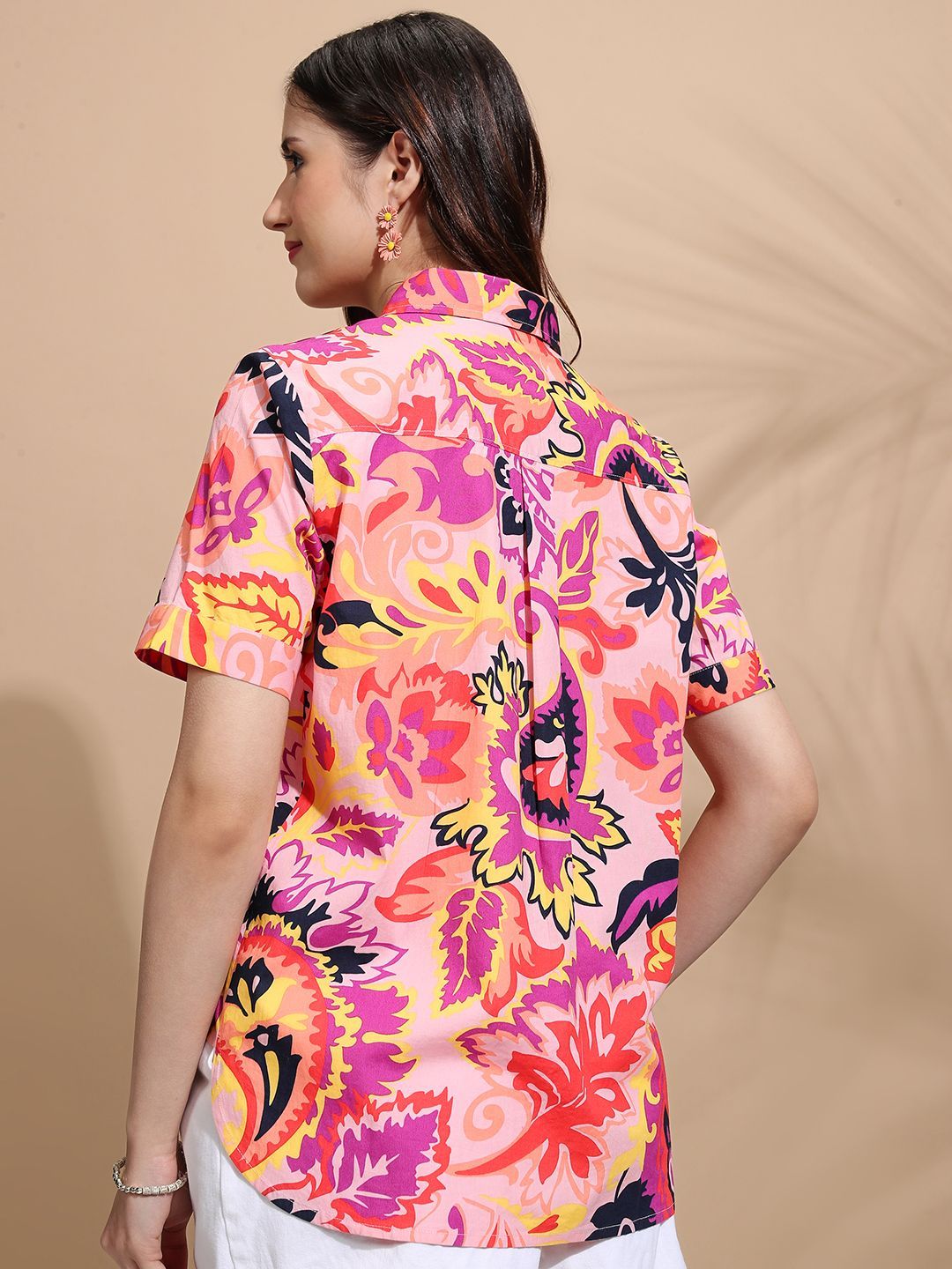 Tokyo Talkies Women Mui Printed Button Down Half Slleve Shirt