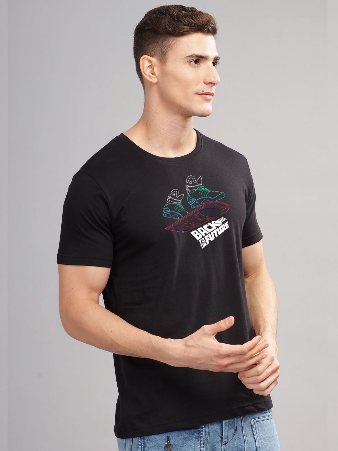 ADRO Men Typography Printed Applique T-shirt