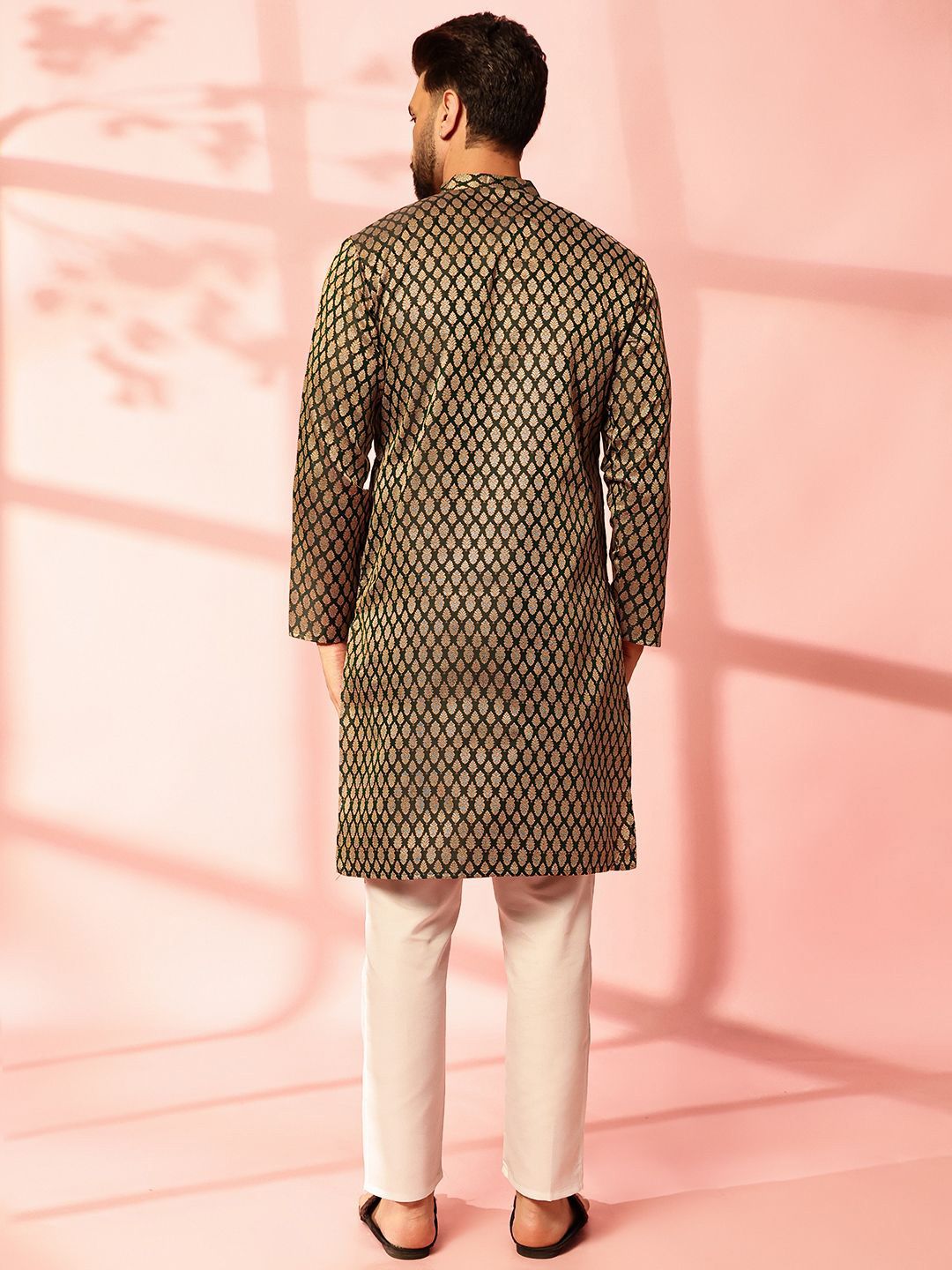 Motif Etnik Anouk Rekaan Tenunan Kurta Lurus Kolar Mandarin